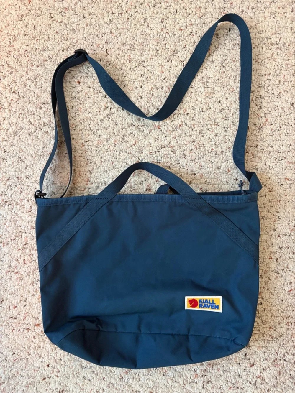 Fjallraven Deep Blue Crossbody Tote with Patch
